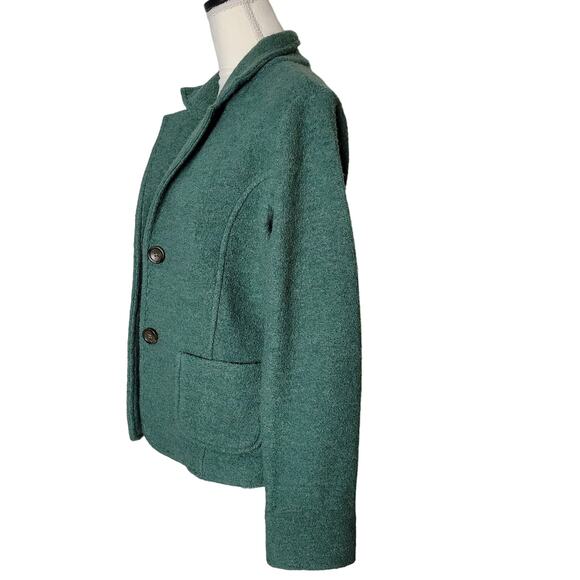 Lands' End Wool Jacket Green Button Collar Pockets Comfort Layer Blazer Top - Picture 3 of 12